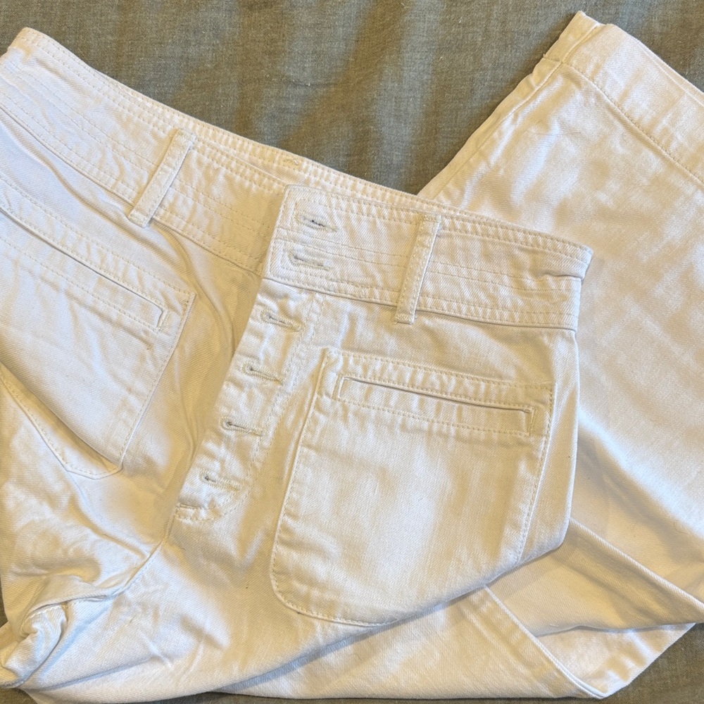 We The Free White Button-Fly High Waist Jeans